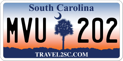 SC license plate MVU202