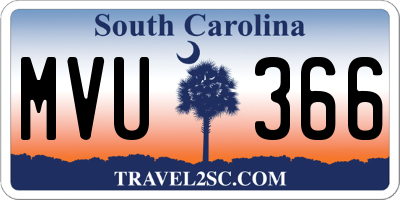 SC license plate MVU366