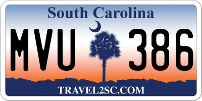 SC license plate MVU386