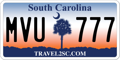 SC license plate MVU777