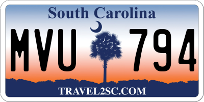 SC license plate MVU794