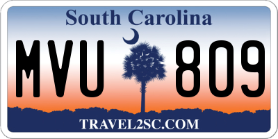 SC license plate MVU809