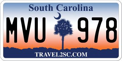 SC license plate MVU978