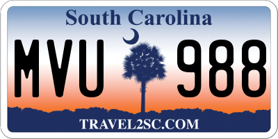 SC license plate MVU988
