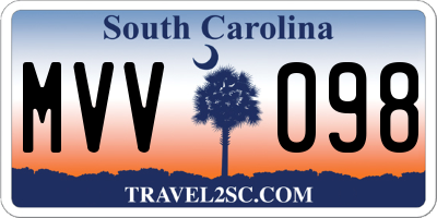 SC license plate MVV098