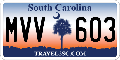 SC license plate MVV603