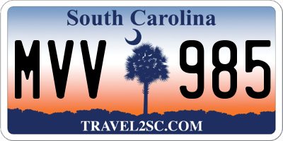 SC license plate MVV985