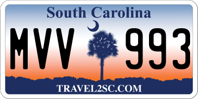 SC license plate MVV993