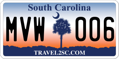 SC license plate MVW006