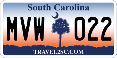 SC license plate MVW022