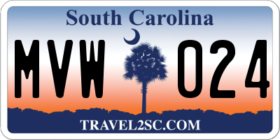 SC license plate MVW024