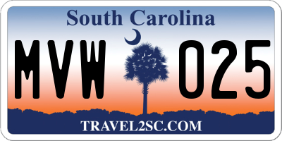 SC license plate MVW025