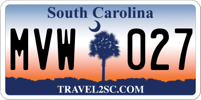 SC license plate MVW027