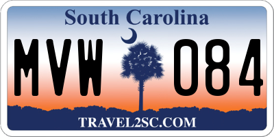 SC license plate MVW084