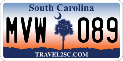SC license plate MVW089