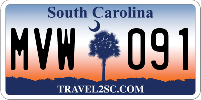 SC license plate MVW091
