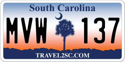 SC license plate MVW137