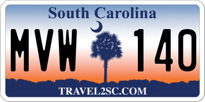 SC license plate MVW140