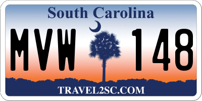 SC license plate MVW148