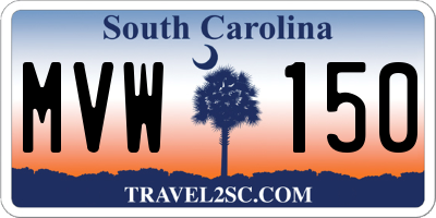 SC license plate MVW150