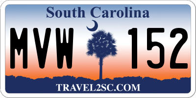 SC license plate MVW152