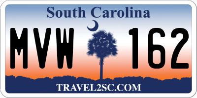 SC license plate MVW162