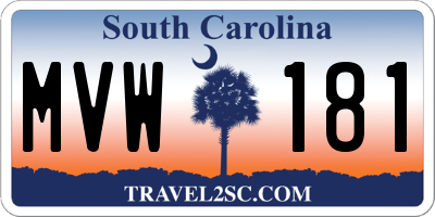 SC license plate MVW181