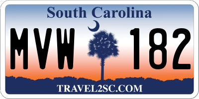 SC license plate MVW182