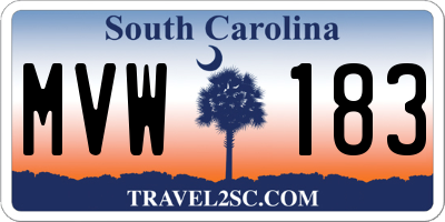 SC license plate MVW183
