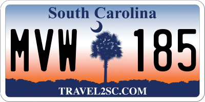 SC license plate MVW185