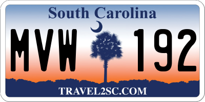 SC license plate MVW192