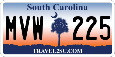 SC license plate MVW225