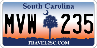 SC license plate MVW235