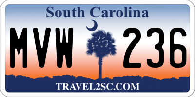SC license plate MVW236