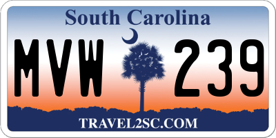 SC license plate MVW239
