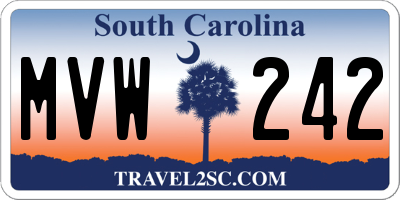 SC license plate MVW242