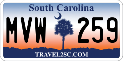 SC license plate MVW259