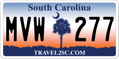 SC license plate MVW277