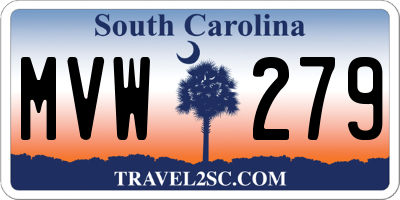 SC license plate MVW279