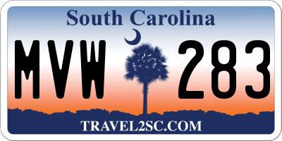SC license plate MVW283