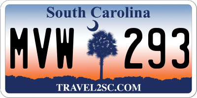 SC license plate MVW293