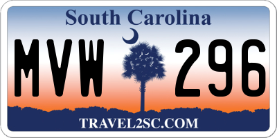 SC license plate MVW296