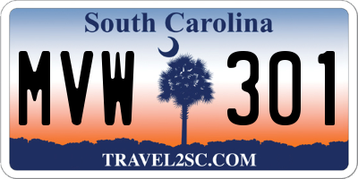SC license plate MVW301