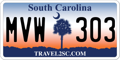 SC license plate MVW303