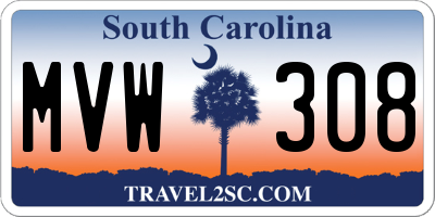 SC license plate MVW308