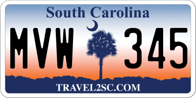 SC license plate MVW345