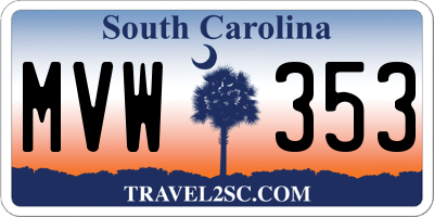 SC license plate MVW353
