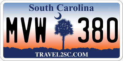 SC license plate MVW380