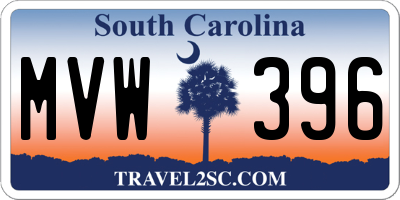 SC license plate MVW396