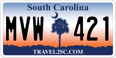 SC license plate MVW421